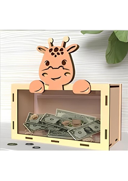 Hayvan Figürlü Önü Şeffaf Pleksili Ahşap Kumbara Tipbox fiyatları