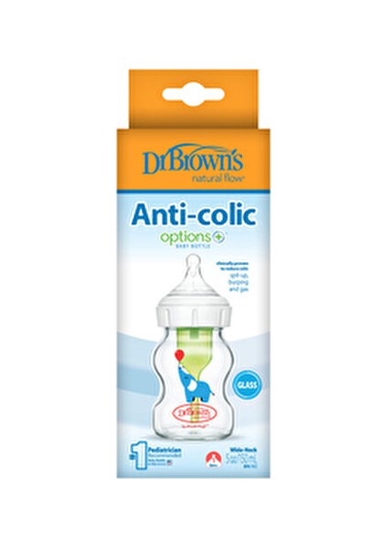 Geniş Ağız Anti-Kolik Cam Biberon 150 ml Fil Desenli Sağlıklı Kullanım İçin fiyatları