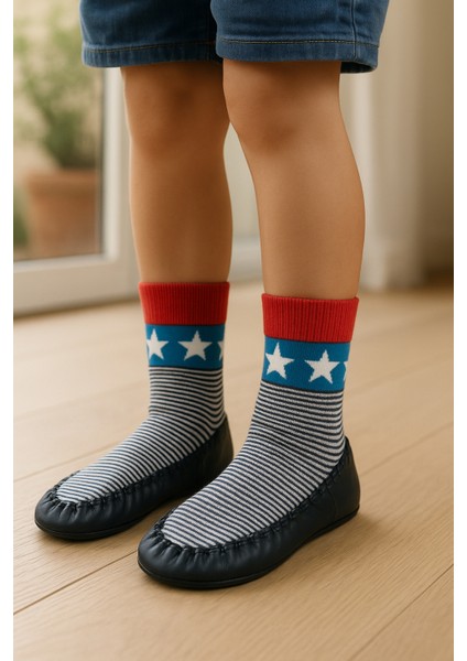 Çocuk Makosen Soket Çorap Patik Panduf – Kaydırmaz Ev & Anaokulu Ayakkabısı Lacivert fiyatları