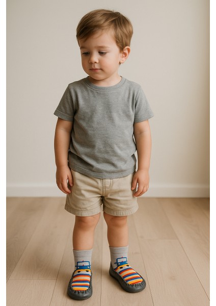 Çocuk Makosen Soket Çorap Patik Panduf – Kaydırmaz Ev & Anaokulu Ayakkabısı Gri fiyatları