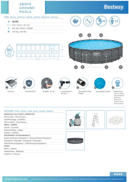 ® Apx 365™ 561KE Çember Prefabrik Havuz Seti 6,10 M x 1,32 M