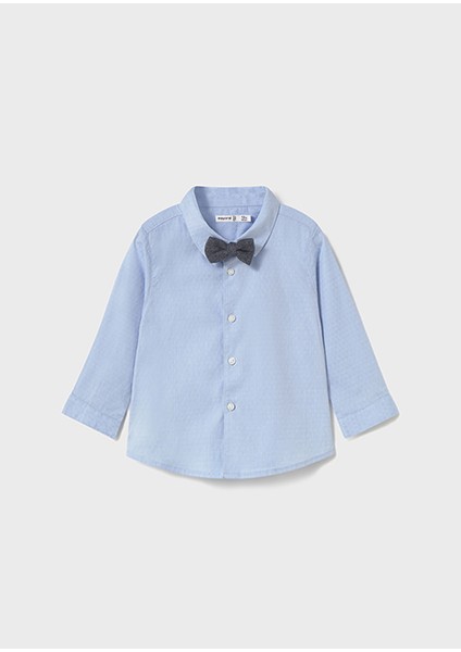 Erkek Bebek Papyonlu Mavi Uzun Kollu Gömlek 2111