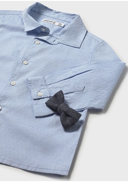 Erkek Bebek Papyonlu Mavi Uzun Kollu Gömlek 2111 modelleri