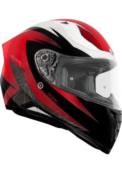 T-15 Shock Kapalı Motosiklet Kaskı Siyah Kırmızı Beyaz fiyatları