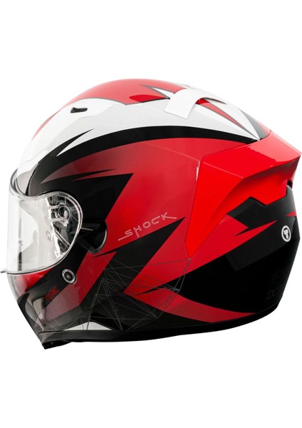 T-15 Shock Kapalı Motosiklet Kaskı Siyah Kırmızı Beyaz modelleri