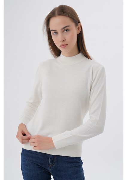 Kadın %100 Organik Pamuk Yarım Balıkçı Yaka Triko Kazak Örme Bluz TRIST-6104 modelleri