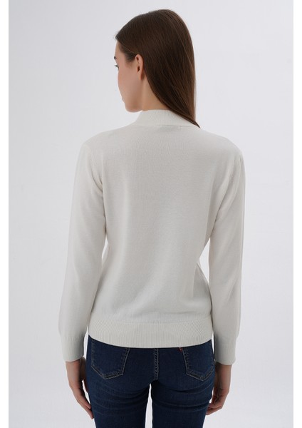 Kadın %100 Organik Pamuk Yarım Balıkçı Yaka Triko Kazak Örme Bluz TRIST-6104 fırsatları