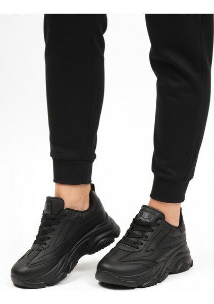 Siyah Bağcıklı Kadın Sneaker DRK171 G