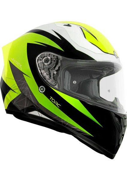 T-15 Shock Kapalı Motosiklet Kaskı Siyah Sarı Beyaz fiyatları