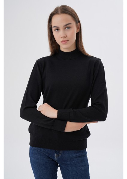 Kadın %100 Organik Pamuk Yarım Balıkçı Yaka Triko Kazak Örme Bluz TRIST-6104 modelleri