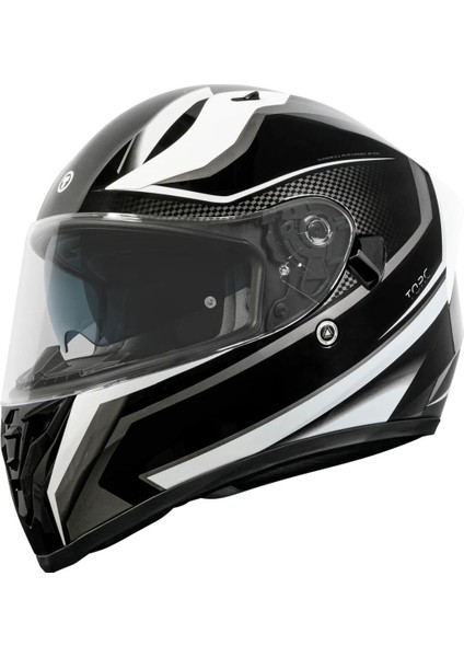 T-15 Route Kapalı Motosiklet Kaskı Siyah Beyaz