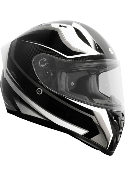 T-15 Route Kapalı Motosiklet Kaskı Siyah Beyaz fırsatları