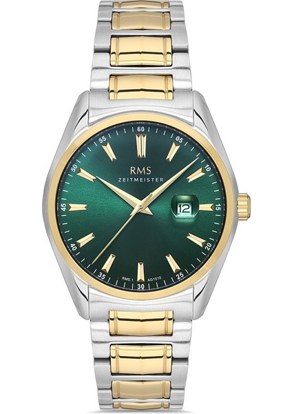 RMS.1.AG1510.07 Bombeli Takvim Kristal Cam 5 Atm Suya Dayanıklı Metalik-Altın Renk Erkek Kol Saati