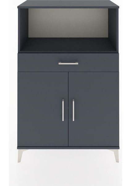 Hyperion Dolap 2 Raflı Tek Çekmeceli 2 Kapaklı 88X44X134 Antrasit-Antrasit