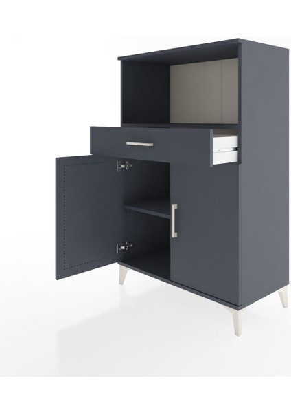 Hyperion Dolap 2 Raflı Tek Çekmeceli 2 Kapaklı 88X44X134 Antrasit-Antrasit fırsatları