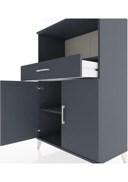 Hyperion Dolap 2 Raflı Tek Çekmeceli 2 Kapaklı 88X44X134 Antrasit-Antrasit indirimleri
