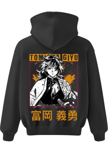 Giyu'nun Nefesi (Breath Of Giyu) Baskılı Oversize Hoodie