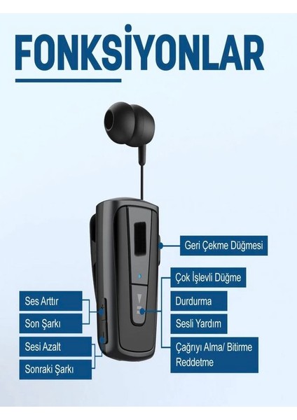 Bt 5.4 100MAH Titreşimli Yaka Klipsli Bluetooth Kulaklık - 10M Menzil, Universal Uyumlu, 35CM indirimleri