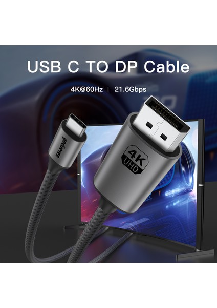 Type C To Displayport 1.4 Görüntü Aktarma Kablosu Thunderbolt Uyumlu 4K@60Hz 2 Metre fırsatları
