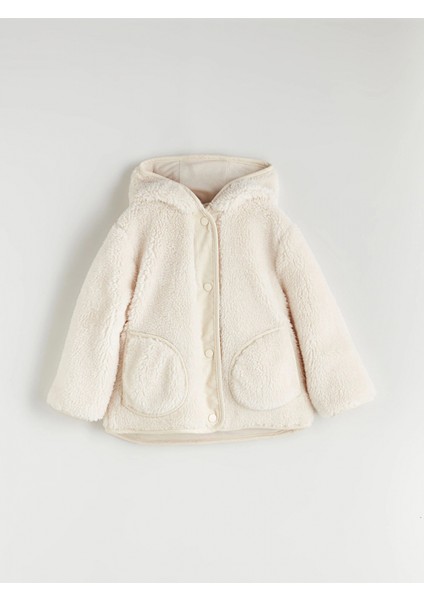 Lcw Kids Ekru Kapüşonlu Pelüş Kız Çocuk Mont