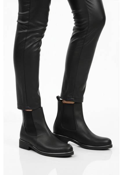 Siyah Floter Kürklü Kaymaz Kolay Giyilebilir Elastik Kadın Bot PC-55086 Z