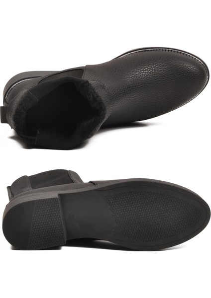 Siyah Floter Kürklü Kaymaz Kolay Giyilebilir Elastik Kadın Bot PC-55086 Z indirimleri