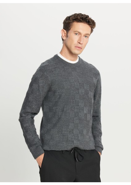 Bisiklet Yaka Standart Antrasit Melanj Erkek Kazak ACE049261483_ANM