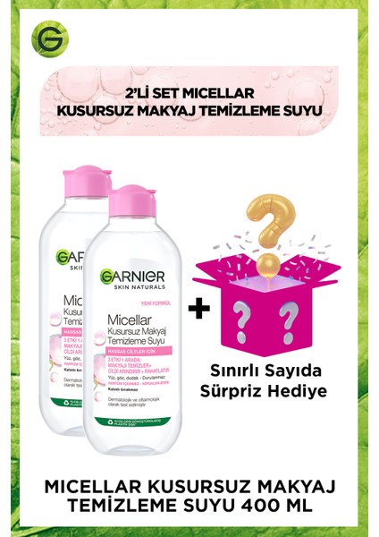 Micellar Kusursuz Makyaj Temizleme Suyu 400 ml 2'li Set + Sürpriz Hediye