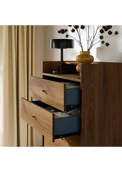 Radmansö 5 Çekmeceli Şifonyer Kahverengi Ceviz Görünüm 70 x 48 x 132 cm fırsatları