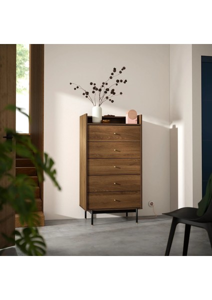 Radmansö 5 Çekmeceli Şifonyer Kahverengi Ceviz Görünüm 70 x 48 x 132 cm indirimleri