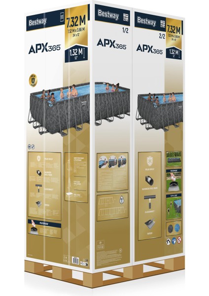 Apx 365™ 561KG Dikdörtgen Prefabrik Havuz Seti 7,32 M x 3,66 M x 1,32 M