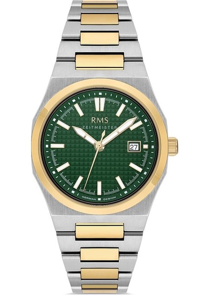 RMS.1.AG1611.08-C Kristal Cam Takvimli 5 Atm Suya Dayanıklı Metalik-Altın Renk Erkek Kol Saati