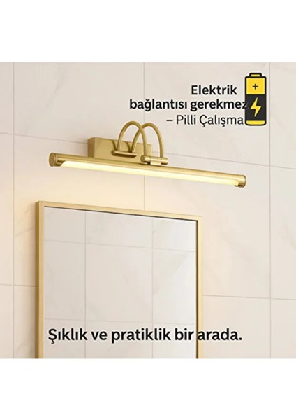 Pilli Gold Gün Işığı Salon Duvar Apliği Banyo Aydınlatma Ayna Üstü LED Tablo Aplik Loş Işık 3000K modelleri