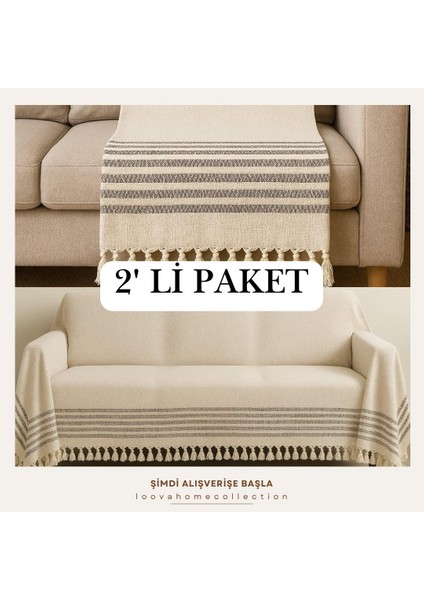 Koltuk Örtüsü 2'li Set Geleneksel Dokuma % 100 Pamuklu