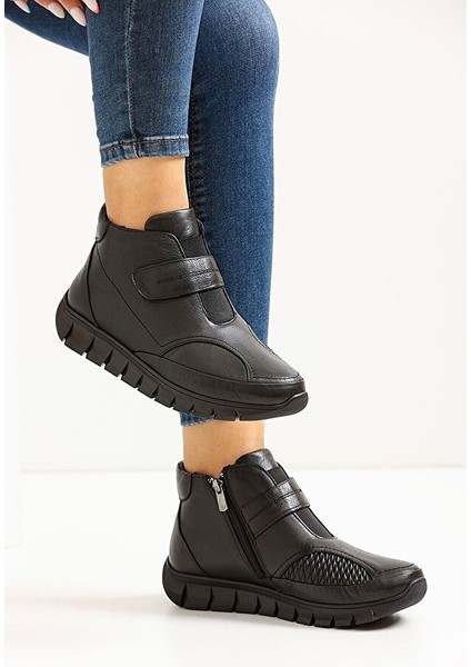 -Z-3609 Kadın Hakiki Deri Kemik Çıkıntılı Comfort Bot Siyah fiyatları