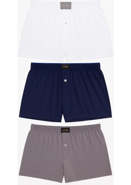 Erkek Havlubel Boxer 3'lü Set | Çok Renkli Basic Pamuklu Külot Rahat Iç Çamaşırı