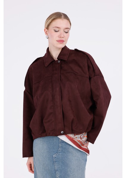 Oversize Süet Bomber Ceket