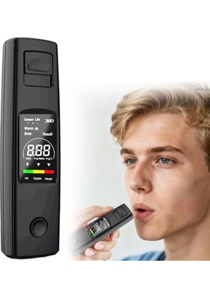 Taşınabilir Hassas Alkol Test Cihazı Temassız Üfleme Şarjlı Promil Ölçme Sürücü Alkol Testi