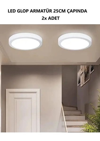 2 Adet LED Avize Armatür Tavan Aydınlatma Lambası Tavan Glop Aplik Banyo Balkon Wc Koridor Lambası