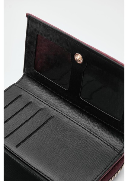 Maloni Bordo Ponpon Detaylı Yumuşak Bayan Cüzdan fırsatları