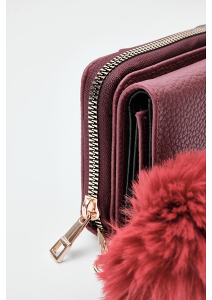 Maloni Bordo Ponpon Detaylı Yumuşak Bayan Cüzdan indirimleri