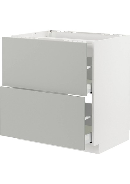 Metod / Maxımera Ocak Alt Dolabı Havstorp Açık Gri Koyu Gri 80 x 60 cm 2 Çekmeceli ve 2 Ön Panelli
