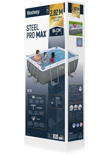 56629 Power Steel™ Prefabrik Dikdörtgen Yer Üstü Havuz Seti 2,82 M x 1,96 M x 84 cm