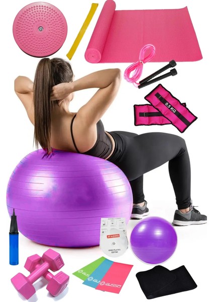 15 Li Pilates Seti Topu Pilates Bandı Dambıl Minder Atlama Ipi Twister Aerobik Kemer Ağırlık fırsatları