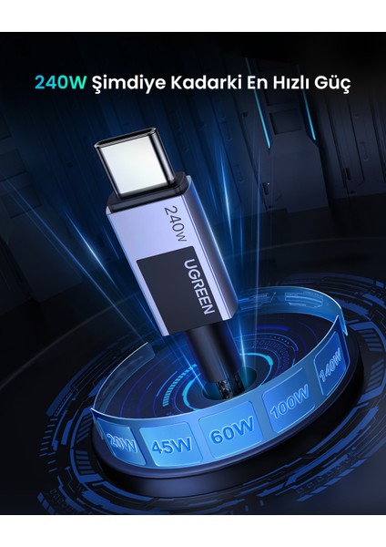 Usb-C To Usb-C 240W Pd Hızlı Şarj Kablosu, Uzay Girişi, 1m, 45067 modelleri