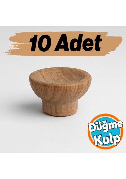 Mobilya Mutfak Dolap Dolabı Çekmece Kulpu Kulbu Kulp Düğme Açık Ceviz Plastik Tek Vidalı 10 Adet
