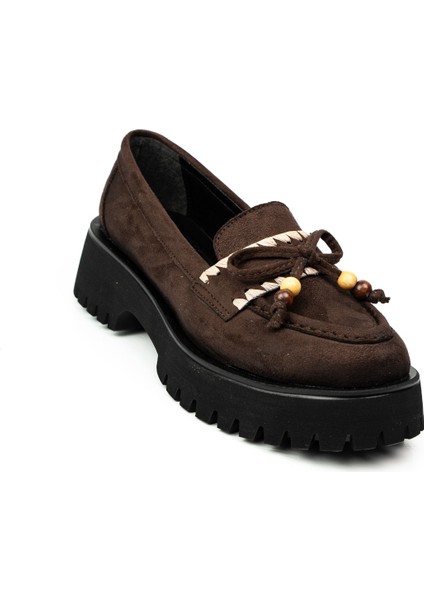 620 Massima Kalın Taban Kahverengi Süet Günlük Kadın Ayakkabı