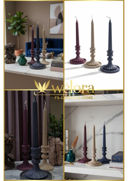 Wélora Şamdan Mum, Tek Parça, Özgün Tasarımlı Vintage/retro Organik Soya Mumu modelleri