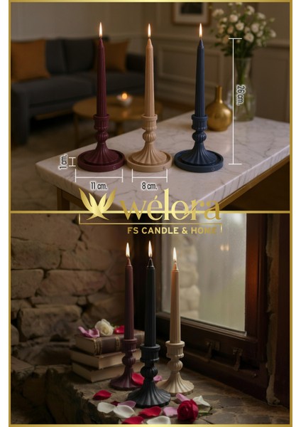 Wélora Şamdan Mum, Tek Parça, Özgün Tasarımlı Vintage/retro Organik Soya Mumu fırsatları