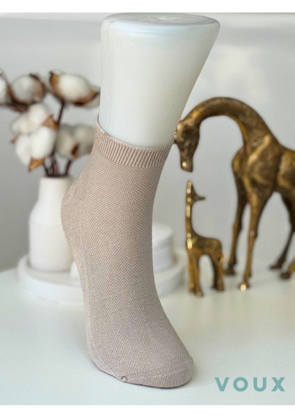 Bambu Dikişsiz Bej Erkek Yarım Konç Çorap 6 'lı